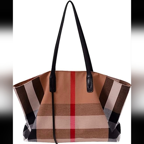 Large Plaid Slouchy Shoulder Bag - Picture 1 of 9